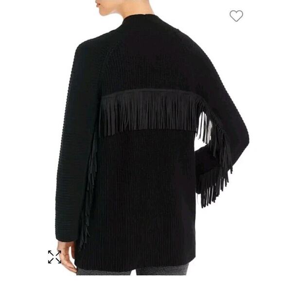 Nic and Zoe Trailblazer Fringe-Trim Black Open Cardigan M Cowgirl Western Boho - Picture 10 of 12